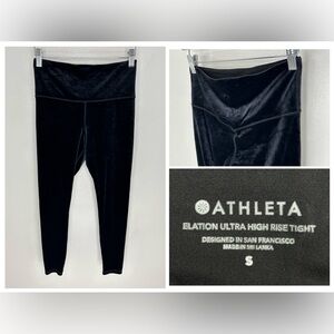 Athleta Elation Velvet Ultra High‎ Rise Slim Size Small Black Leggings 25x26